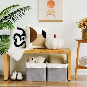 GRANNY SAYS Storage Bins with Metal Frame, Fabric Foldable Closet Organizers, Closet Storage Bins for Organization, Shelves Baskets, Collapsible Storage Box, Extra Large, Gray&White, 2-Pack