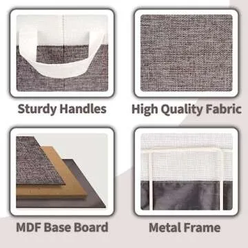 GRANNY SAYS Storage Bins with Metal Frame, Fabric Foldable Closet Organizers, Closet Storage Bins for Organization, Shelves Baskets, Collapsible Storage Box, Extra Large, Gray&White, 2-Pack