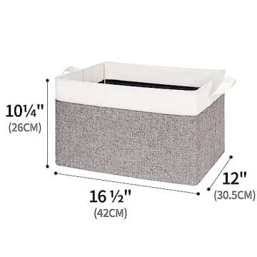 GRANNY SAYS Storage Bins with Metal Frame, Fabric Foldable Closet Organizers, Closet Storage Bins for Organization, Shelves Baskets, Collapsible Storage Box, Extra Large, Gray&White, 2-Pack
