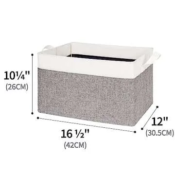 GRANNY SAYS Storage Bins with Metal Frame, Fabric Foldable Closet Organizers, Closet Storage Bins for Organization, Shelves Baskets, Collapsible Storage Box, Extra Large, Gray&White, 2-Pack