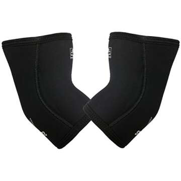 Stoic Elbow Sleeves for Powerlifting - 7mm + 5mm Thick Neoprene Sleeve for Bodybuilding, Weight Lifting Best for Squats, Cross Training, Strongman Professional Quality & Ultra Heavy Duty (Pair)