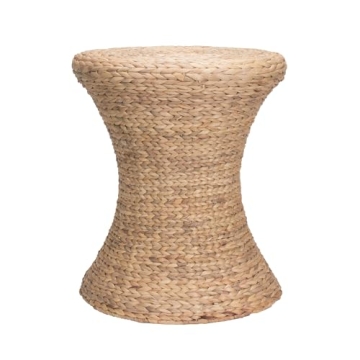 Household Essentials Stylish Hourglass Water Hyacinth Wicker Table in Natural Finish