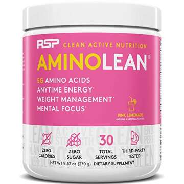 RSP NUTRITION AminoLean Pre Workout Energy (Pink Lemonade 30 Servings) with AminoLean Recovery Post ...
