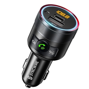 Syncwire Bluetooth 5.3 FM Transmitter - 38W Dual USB Car Charger & Hi-Fi Sound