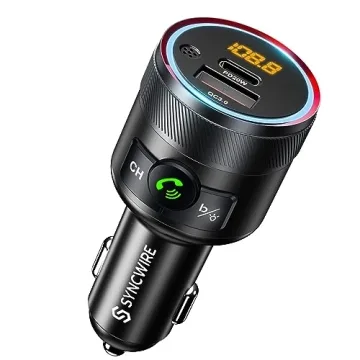 Syncwire Bluetooth 5.3 FM Transmitter - 38W Dual USB Car Charger & Hi-Fi Sound