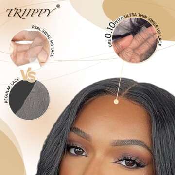 Triippy Raw Hair 2x6 HD Lace Closure Straight More Less Shedding than Regular Virgin Hair, 0.10mm Ultra-Thin 2x6 Swiss Real HD Lace with 100% Raw Cambodian Human Hair 18 Inches