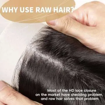 Triippy Raw Hair 2x6 HD Lace Closure Straight More Less Shedding than Regular Virgin Hair, 0.10mm Ultra-Thin 2x6 Swiss Real HD Lace with 100% Raw Cambodian Human Hair 18 Inches