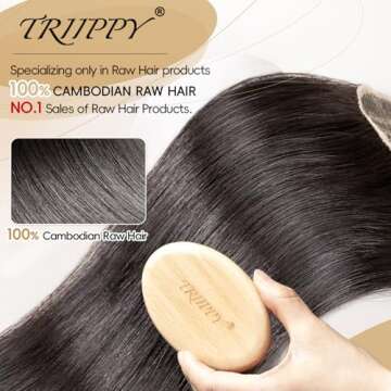 Triippy Raw Hair 2x6 HD Lace Closure Straight More Less Shedding than Regular Virgin Hair, 0.10mm Ultra-Thin 2x6 Swiss Real HD Lace with 100% Raw Cambodian Human Hair 18 Inches