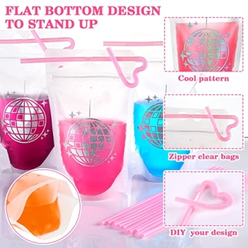 Hoolerry Disco Pouches for Drinks - Reusable Party Bags