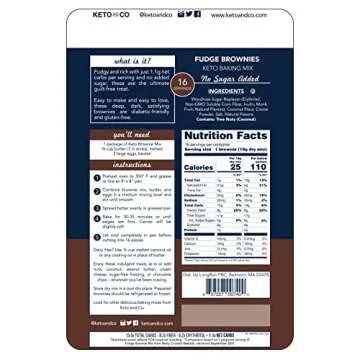 Keto Fudge Brownie Mix by Keto and Co | Just 1.1g Net Carbs Per Serving | Gluten free, Low Carb, Diabetic Friendly, Naturally Sweetened, No Added Sugar, Non-GMO | (16 Servings)