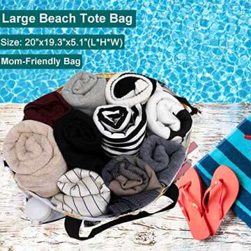 JIANYA Beach Bag Women Waterproof Sandproof Beach Tote Bags with Cooler Top Zipper Large Totes for Beach Pool Travel Daily