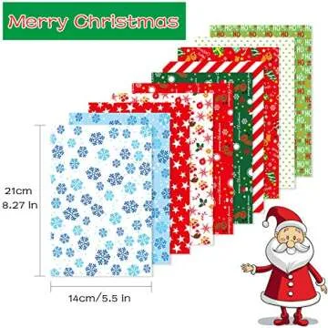 FEPITO 60 Sheets Christmas Pattern Paper Set, 14 x 21cm Decorative Paper for Card Making Scrapbook decoration, 10 Designs