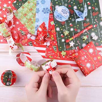 FEPITO 60 Sheets Christmas Pattern Paper Set, 14 x 21cm Decorative Paper for Card Making Scrapbook decoration, 10 Designs