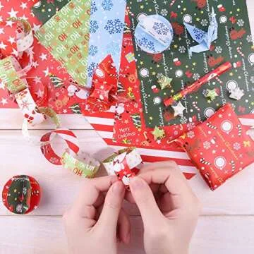 FEPITO 60 Sheets Christmas Pattern Paper Set, 14 x 21cm Decorative Paper for Card Making Scrapbook decoration, 10 Designs