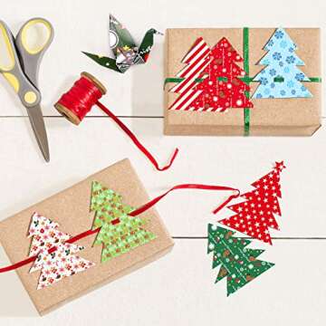 FEPITO 60 Sheets Christmas Pattern Paper Set, 14 x 21cm Decorative Paper for Card Making Scrapbook decoration, 10 Designs