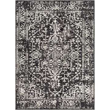 Livabliss Janine Vintage Medallion Rug 5'3" x 7'3" Black
