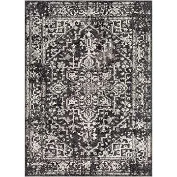 Livabliss Janine Vintage Medallion Rug 5'3" x 7'3" Black