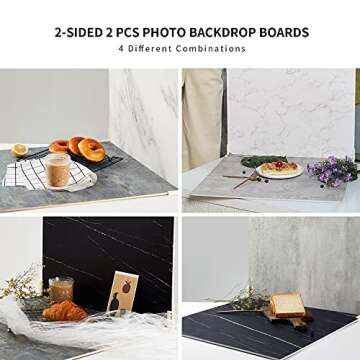 BEIYANG 2-Sided Photo Backdrop Boards for Food Photography