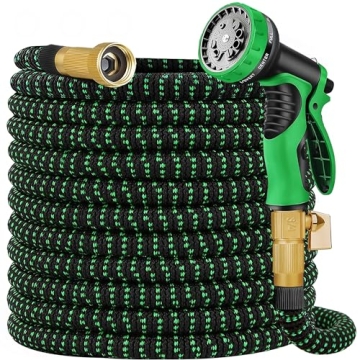 75 ft Expandable Garden Hose with 10 Function Spray Nozzle - Lightweight & Flexible