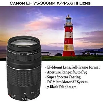 Canon EOS Rebel T7 DSLR Camera with 18-55mm is II Lens + Canon EF 75-300mm f/4-5.6 III Lens and 500mm Preset Lens + 32GB Memory + Filters + Monopod + Professional Bundle