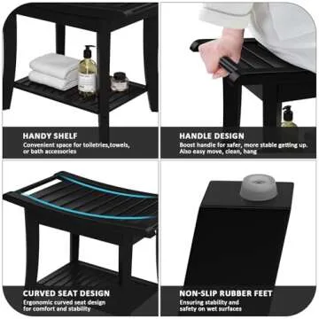 Stylish Waterproof Bamboo Shower Bench for Easy Comfort