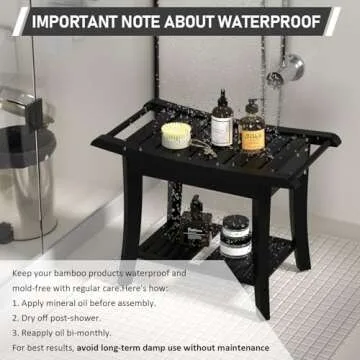 Stylish Waterproof Bamboo Shower Bench for Easy Comfort