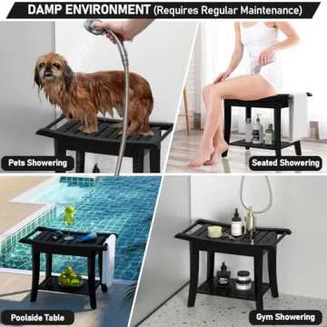 Stylish Waterproof Bamboo Shower Bench for Easy Comfort