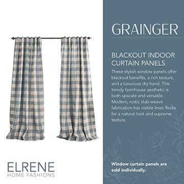 Elrene Home Fashions Farmhouse Living Grainger Buffalo-Check Blackout Window Curtain, Living Room an...