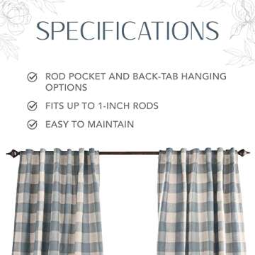 Elrene Home Fashions Farmhouse Living Grainger Buffalo-Check Blackout Window Curtain, Living Room and Bedroom Drape with Rod Pocket Tabs, 52" x 84", Chambray, 1 Panel
