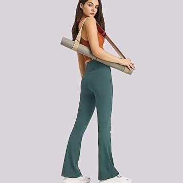 YOLIX Flare Yoga Pants with Pockets, High Waisted Bootcut Black Leggings for Women
