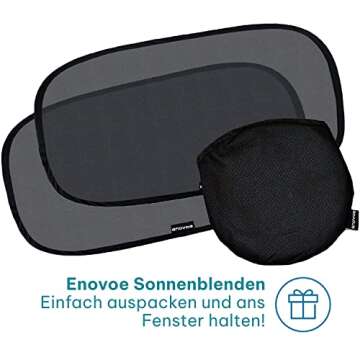 Enovoe Car Window Shade for Baby - (4 Pack) - XL - 25" x 16" - Cling Car Sun Shade for Windows - Sun, Glare and UV Rays Protection for Your Child - Car Window Shades for Side Window
