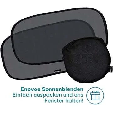 Enovoe Car Window Shade for Baby - (4 Pack) - XL - 25" x 16" - Cling Car Sun Shade for Windows - Sun, Glare and UV Rays Protection for Your Child - Car Window Shades for Side Window
