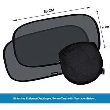 Enovoe Car Window Shade for Baby - (4 Pack) - XL - 25" x 16" - Cling Car Sun Shade for Windows - Sun, Glare and UV Rays Protection for Your Child - Car Window Shades for Side Window