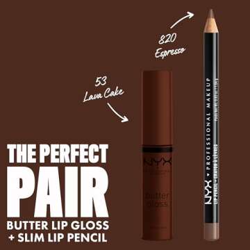 NYX PROFESSIONAL MAKEUP Butter Gloss Brown Sugar, Non-Sticky Lip Gloss - Lava Cake (Rich Brown)