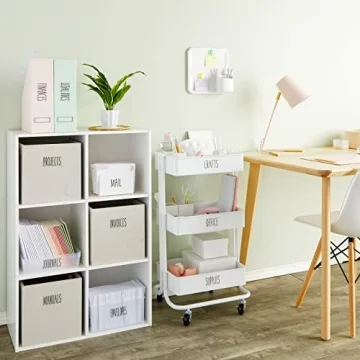 Talented Kitchen 138 Office and Craft Labels for Organizing School Supplies, Household, Work Folders, All Caps Preprinted Stickers for Storage Bins, Basket Organization