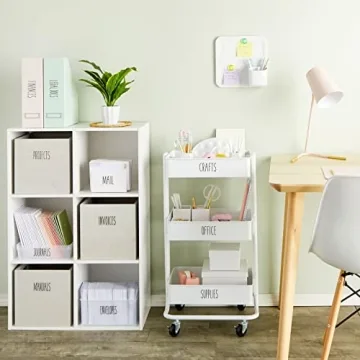 Talented Kitchen 138 Office and Craft Labels for Organizing School Supplies, Household, Work Folders, All Caps Preprinted Stickers for Storage Bins, Basket Organization