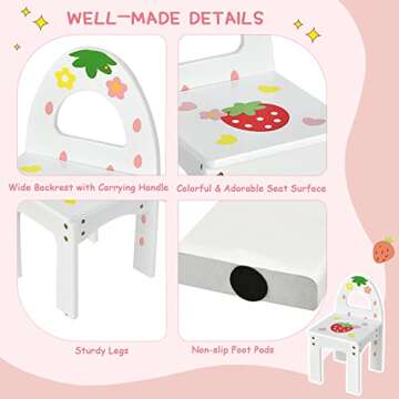 HONEY JOY Kids Vanity with Tri-Fold Mirror & Accessories