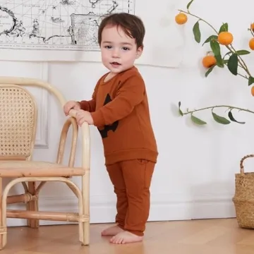 LIOMENGZI Baby Boy Halloween Outfit Pumpkin Sweatshirt Pants Set