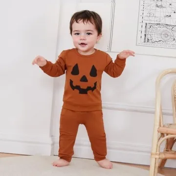 LIOMENGZI Baby Boy Halloween Outfit Pumpkin Sweatshirt Pants Set
