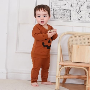 LIOMENGZI Baby Boy Halloween Outfit Pumpkin Sweatshirt Pants Set