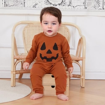 LIOMENGZI Baby Boy Halloween Outfit Pumpkin Sweatshirt Pants Set
