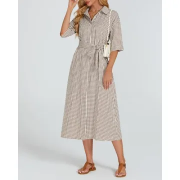 Women's Half Sleeve Plaid Maxi Dress | Stylish & Comfortable