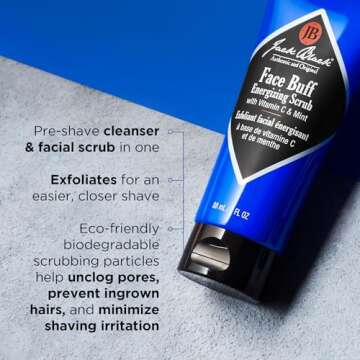 Jack Black Face Buff Energizing Scrub, 6 Fl Oz – Vitamin C & Mint – Deep Cleaning Pre-Shave Cleanser, Men’s Facial Scrub, Remove Oil, Dirt & Dead Skin, Men’s Cleanser, Hydrating Skincare