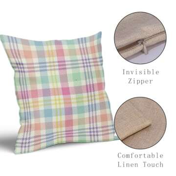 Spring Plaid Pillow Covers 18x18 In Set of 2 Decorative