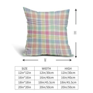 Spring Plaid Pillow Covers 18x18 In Set of 2 Decorative