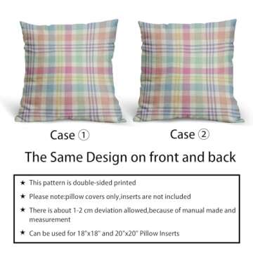 Spring Plaid Pillow Covers 18x18 In Set of 2 Decorative