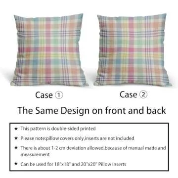 Spring Plaid Pillow Covers 18x18 In Set of 2 Decorative