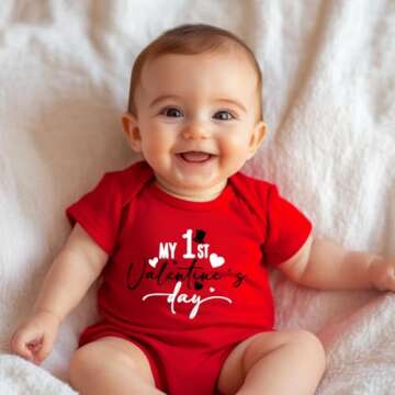 cheerilulu My 1st Valentine Day Newborn Baby Boys Bodysuits Girls Unisex Cute Funny Infant Romper 0-...