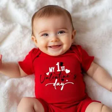 cheerilulu My 1st Valentine Day Newborn Baby Boys Bodysuits Girls Unisex Cute Funny Infant Romper 0-6 months