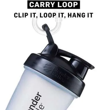 BlenderBottle 2 Pack with Stainless Steel Wire Whisk Ball and Carabiner - Two 20 Ounce Shaker Bottles with Carabiner - Pink & Plum